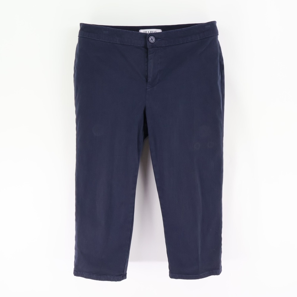 Lila Ryan Capri Pants Womens 8P Dark Blue Cotton Blend Mid Rise Stretch Pockets